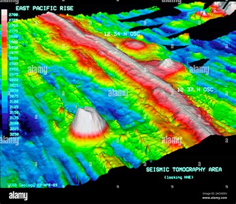 East Pacific Rise. Topographic map of the seabed of the Pacific Ocean ...