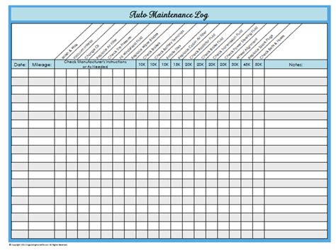 31 Days of Home Management Binder Printables: Day #23 Auto Maintenance Log - Organizing Homelife