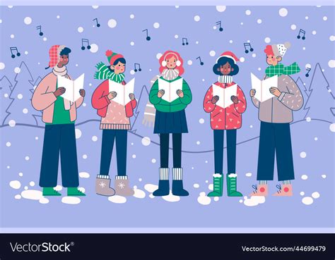 Choir people singing christmas carol design Vector Image