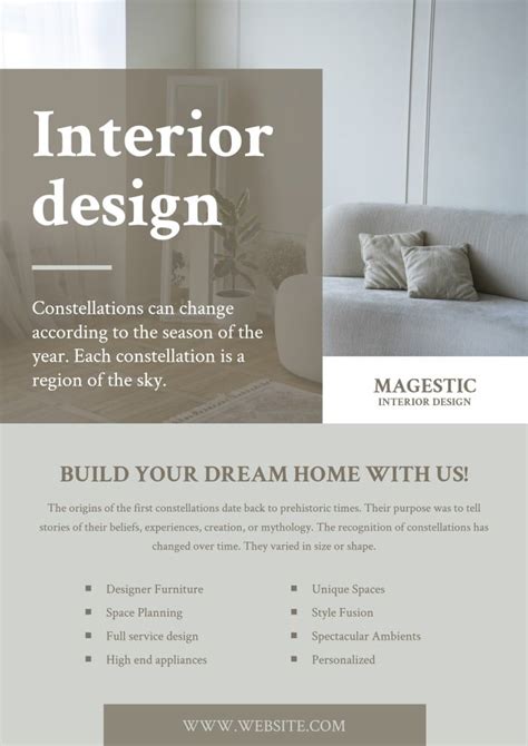 Free Minimalist Majestic Interior Design Poster template