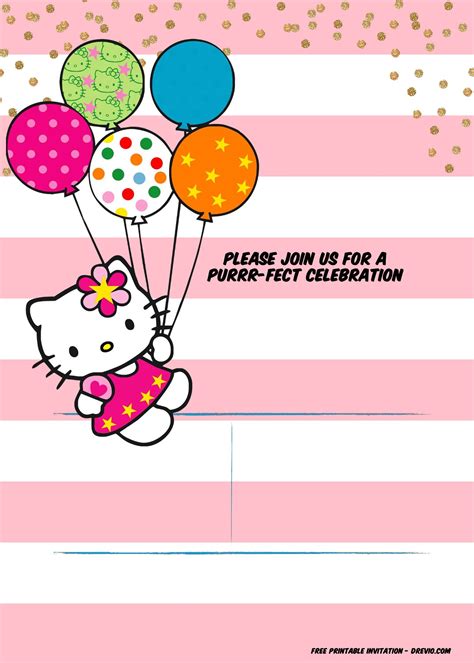 Hello Kitty Invitation Template – Portrait Mode | Hello kitty invitation card, Hello kitty ...