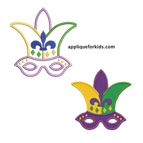 Mardi Gras Crwon Mask Applique Design