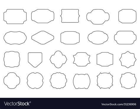 Black outline label frame vintage retro set Vector Image