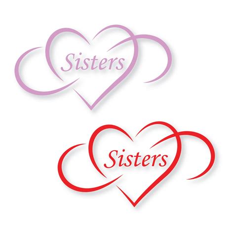 Sisters infinity heart design vinyl sticker decal duo | Heart design ...