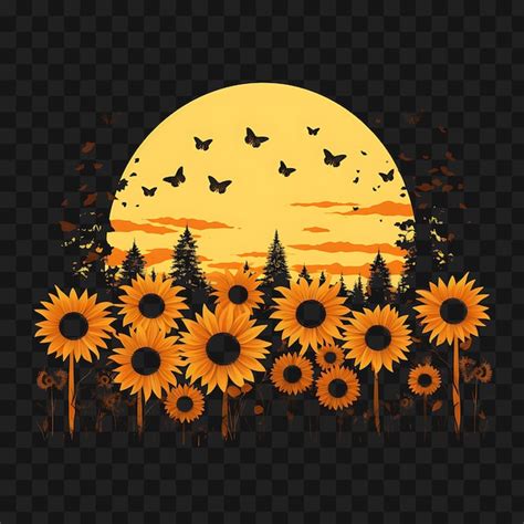 Premium PSD | Psd of sunflower field at sunset with bees butterflies golden yello template ...