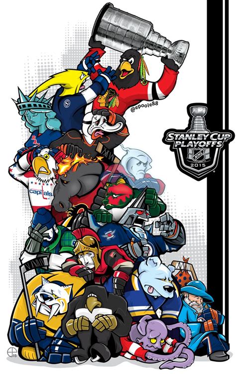 NHL Playoffs Mascot Art by Eric Poole - Gunaxin | Blackhawks hockey ...