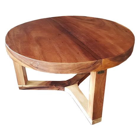 Chic Teak Suar Wood Live Edge Round Indoor / Outdoor Coffee Table - Walmart.com