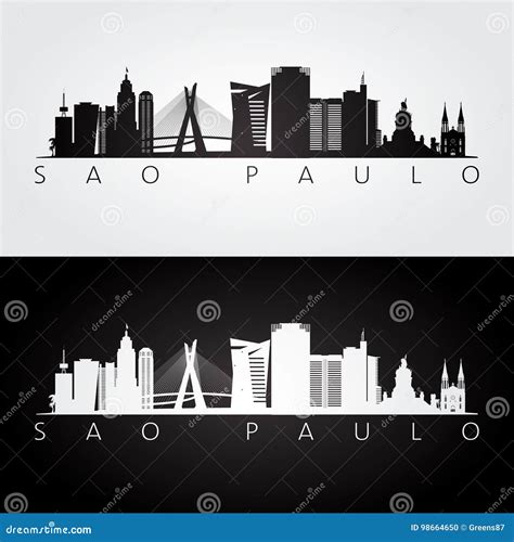 Sao Paulo Skyline And Landmarks Silhouette Vector Illustration | CartoonDealer.com #98664650