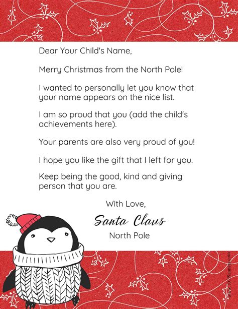 Letter From Santa Free Printable