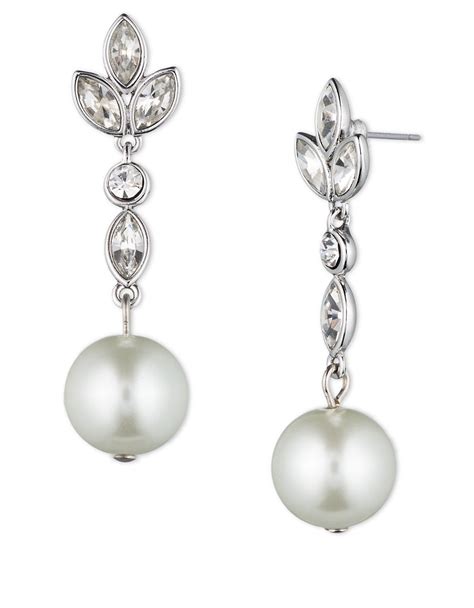 Givenchy Faux Pearl Linear Drop Earrings in White (Pearl) | Lyst