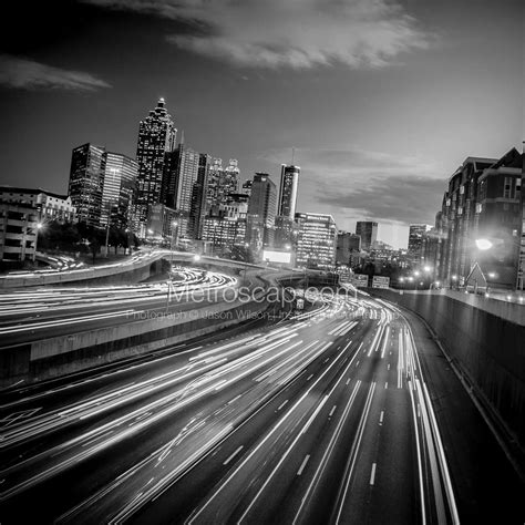 The Downtown Atlanta Skyline from North Ave black and white Photography