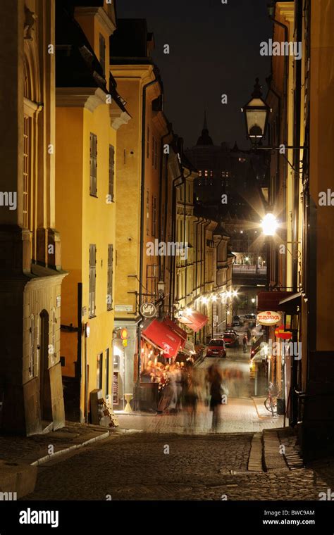 Nightlife in the Old Town, Gamla Stan, Stockholm, Sweden Stock Photo ...