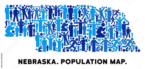 Vector population Nebraska State map. Demography mosaic of Nebraska State map organized of men ...