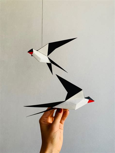 Flying Swallow Make Your Own Low Poly Bird on Fly Geometric | Etsy | Geometric bird, Paper ...