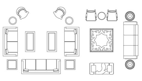 Living Room Furniture In Plan CAD Drawings | ubicaciondepersonas.cdmx ...