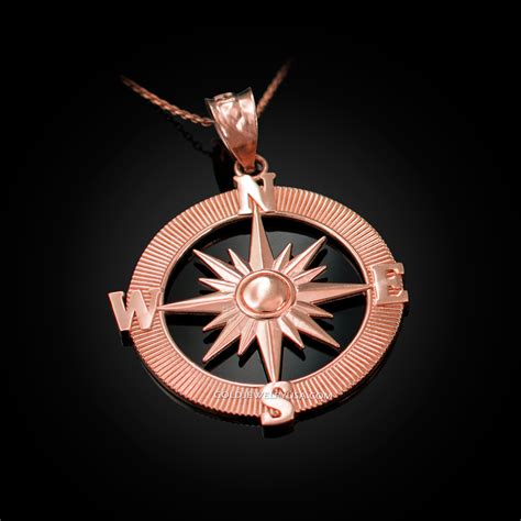 Rose Gold Compass Pendant Necklace