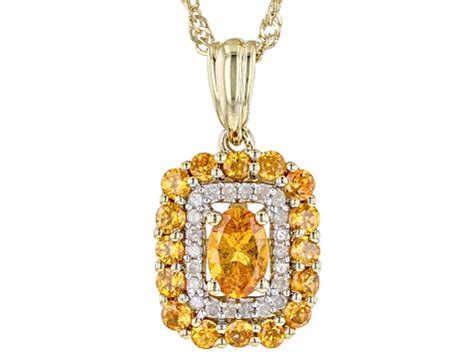 Orange Mandarin Garnet 18k Gold Over Sterling Silver Pendant With Chain 1.19ctw - WIG429 | JTV.com