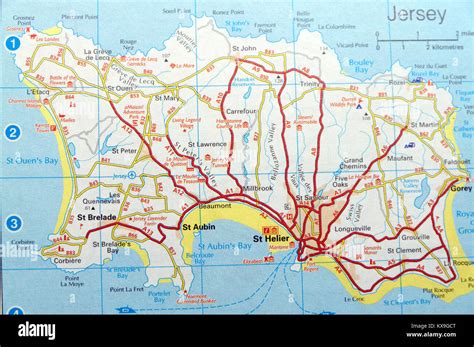 Road Map of Jersey Stock Photo - Alamy