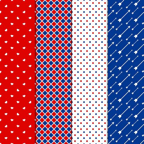 Red White & Blue Patterns 20 Digital Papers 12x12 - Etsy