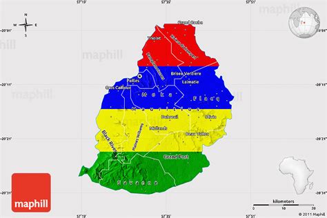 Flag Map of Mauritius