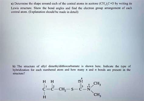 SOLVED: Determine the shape around each of the central atoms in acetone ...