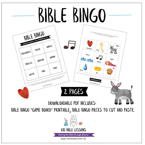 PRINTABLE Bible Bingo Bible Activity Kids Bible Study Sunday School ...