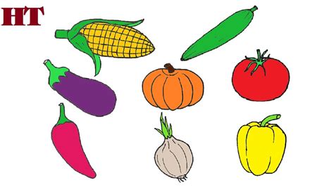 How to draw a vegetables step by step | Fruit drawings - YouTube