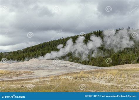 Old Faithful between Two Eruptions Stock Image - Image of volcanism ...