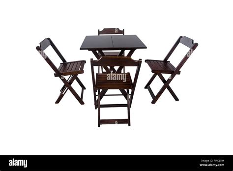 Black table with chairs isolated on white background Stock Photo - Alamy