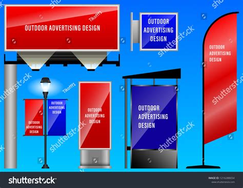 Realistic 3d Set Outdoor Advertising Design Stock Vector (Royalty Free ...