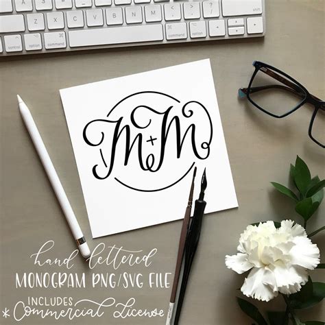 MM PNG SVG File, Hand Lettered Monogram, Handmade Cut File - Etsy