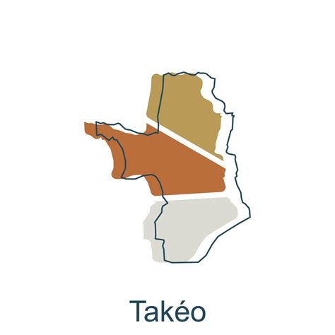 Map of Takeo modern with outline illustration design template, Takeo ...