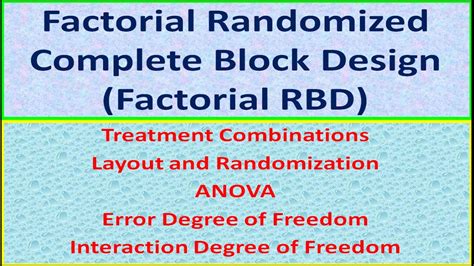 Factorial Randomized Complete Block Design (Factorial RBD) - YouTube