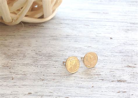 Gold Earrings, Stud Earings, Coin Earrings, Classic Earrings, Goldfilled Stud Earrings, Gold ...