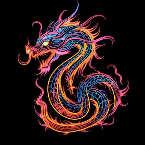 Premium AI Image | A Neon Dragon Neon Outlines With Sha Neon Line ...