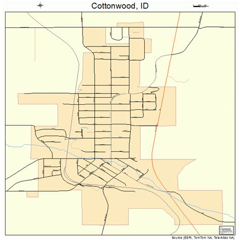 Cottonwood Idaho Street Map 1618640