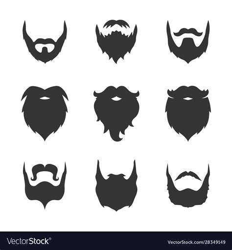 Set man beard silhouette Royalty Free Vector Image