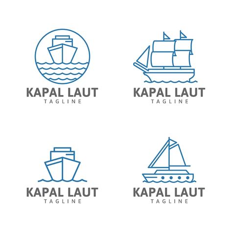 Premium Vector | Ship line logo sailing boat ocean waves ship