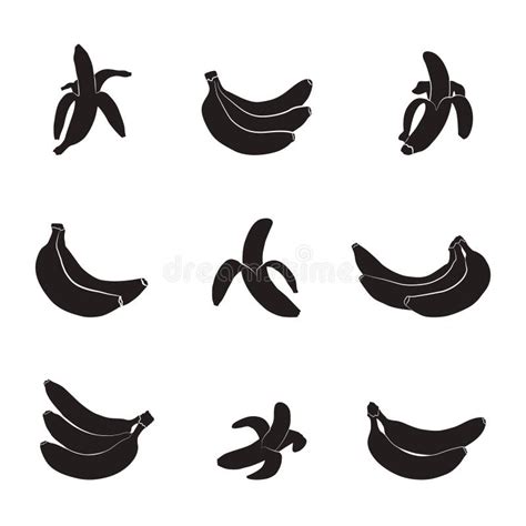 Banana Silhouettes, Bananas Silhouette Collection Stock Vector - Illustration of nutrition ...