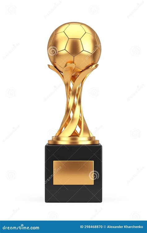 Golden Award Trophy with Golden Football Soccer Ball. 3d Rendering Stock Photo - Image of match ...