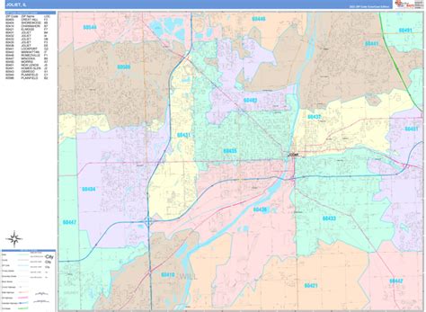 Joliet Illinois Wall Map (Color Cast Style) by MarketMAPS - MapSales