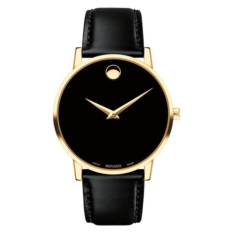 Movado | Museum Classic Men's Gold PVD Watch With Black Strap