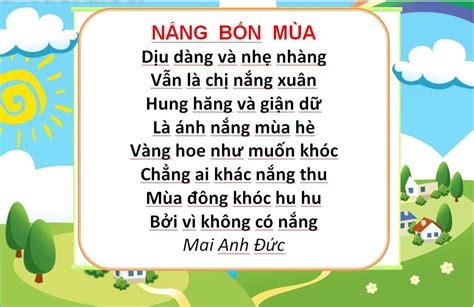 Giáo án thơ Nắng bốn mùa - Xem và tải giáo án miễn phí - Phú Long Blog