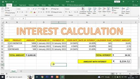 INTEREST CALCULATION IN MICROSOFT EXCEL #microsoftexcel - YouTube