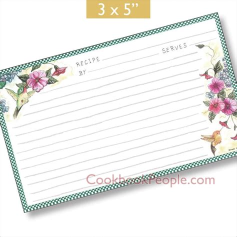 3 x 5 Hummingbirds Recipe Card #recipes #recipecard #recipecards #cookbookpeople | Recipe cards ...