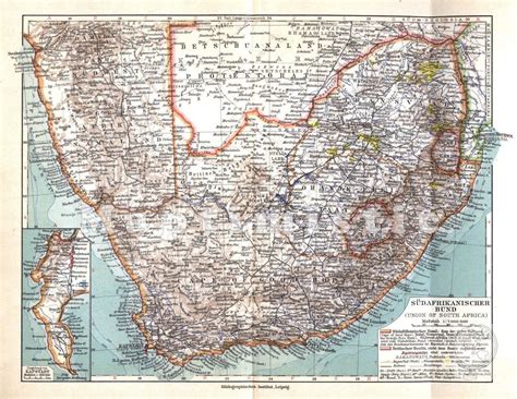 1926 Union of South Africa with Section Map of Capetown Cape | Etsy in ...