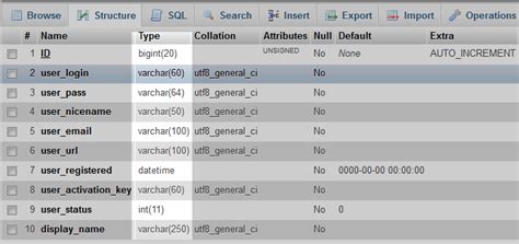 Determining the data type of a column in phpMyAdmin | Web Hosting Hub