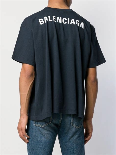 Balenciaga Rear Logo Print Oversize T-shirt in Blue for Men - Lyst