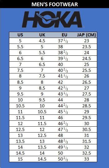 Size Guide - HOKA Footwear – Running Lab Singapore