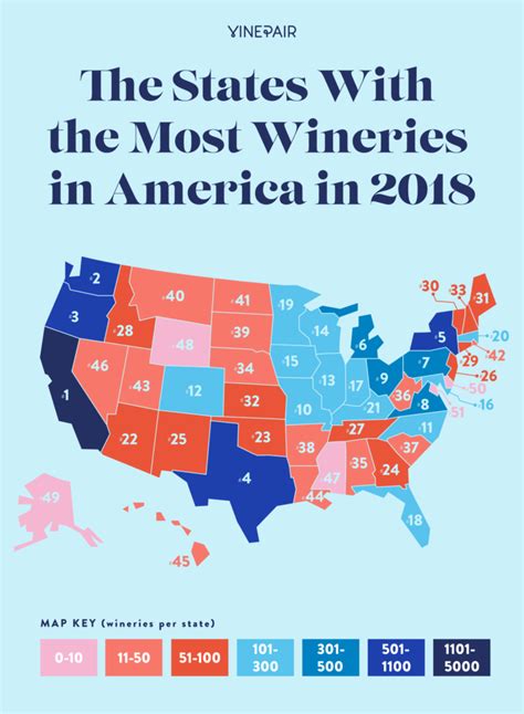 Mapped & Ranked: The States With the Most Wineries in America (2018 ...